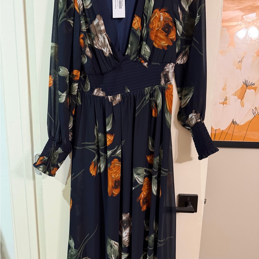 Baltic Born Navy Floral Long Sleeve Dress